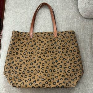 Madewell Leopard Canvas Transport Tote with Italian Leather Straps
